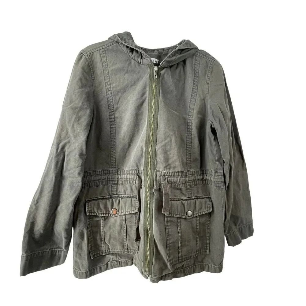 Gray Field Jacket Womens Size M Abound Brand GrayâHooded Cinch Waist FullâZip